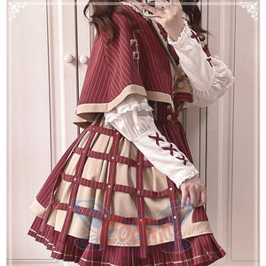 Vintage Detective Style Lolita Jumper Skirt Sets S22589