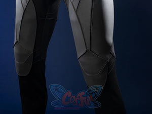Nightwing cosplay costume - Boots and lower leg detail with black armor panels