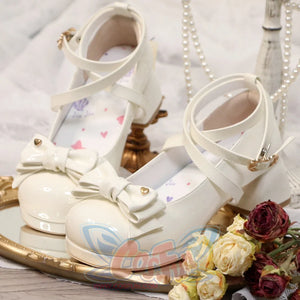 Sweet Round Toe Middle-heeled Lolita Shoes 34 / White