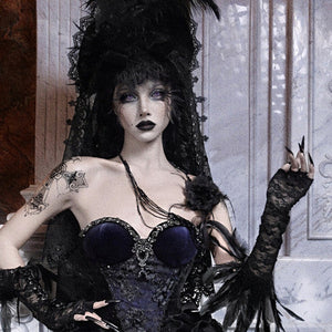 Elegy Day Gothic Shimmer Velvet Bustier Corset Top