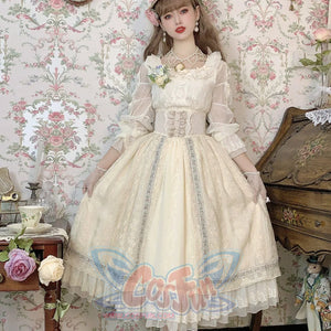 Spring Elegant Embroidered Lolita High Waist Skirt