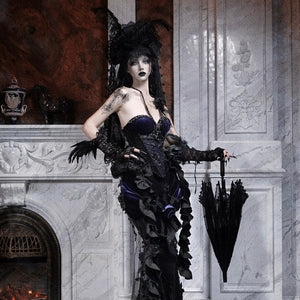 Elegy Day Gothic Shimmer Velvet Bustier Corset Top