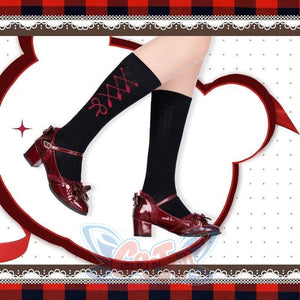 Lovely Bow Versatile Bear Lolita Calf Socks Black Bow