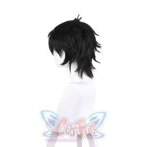 Naofumi Iwatani cosplay wig traces spiky black texture across a short-to-medium length silhouette.