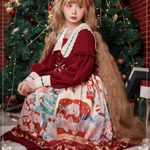 Christmas Bear Lovely And Sweet Lolita Long-Sleeve Dress