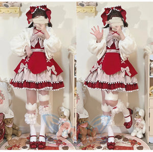 Winter Woolen Bow Sweet and Lovely Lolita Dress - cosfun