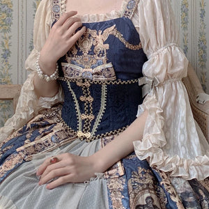 Classic Lolita Slim Lace Corset Dark Blue / S