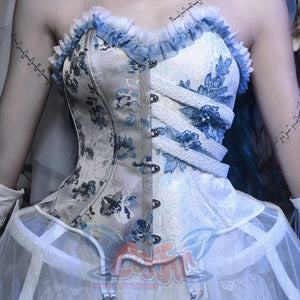 Lace and Ashes Gothic Ribcage Lace Bone Corset Dress Autumn