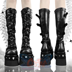 Original Spice Girl Lolita Round Toe Thick Soled Boots Black / 34