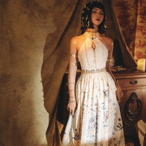 Egypt Style Lolita Backless Neck Dress Apricot / XS