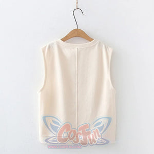 Cute Rabbit Ear Lace Plaid Shirt Knitted Vest Two-piece Set S22293