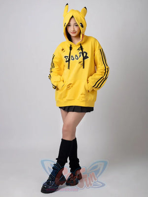 Cosfun Original Cute Electric Critter Yellow Grunge Cosplay Full Zip Hoodie A00006 Sweatshirt