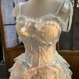 Lovely Classic Lolita Fairy Ballet Short Skirt Sets Yellow / S / Corset