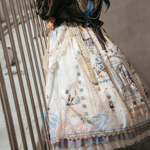 Egypt Style Gorgeous Side Opening Lolita Printed Skirt - cosfun