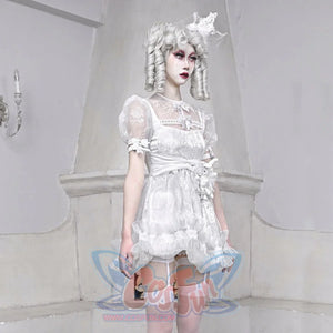 Alice White Gothic Chiffon High Waist Bubble Sleeve Dress