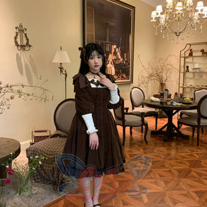 Lovely Elegant Lolita Large Size Slim Dress Brown / S / Dress