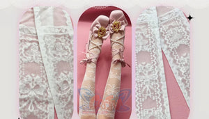 Summer Bow Knot Silk Stockings Lolita Stockings White