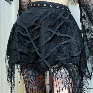Summer Lace Spider Web Tassel Short Skirt
