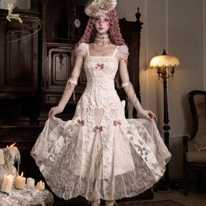 Rococo Duchess Heart Cutout Lace Bow Cami Dress