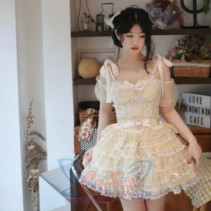 Lovely Classic Lolita Fairy Ballet Short Skirt Sets Yellow / S / Short Skirt