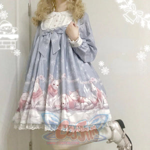 Snow Fox Lolita Long Sleeve Dress