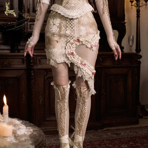 Rococo Duchess Vintage Heart Lace Bow Mini Skirt