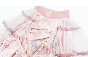 Summer Gothic Velvet Embroidery Big Hem Court Skirt