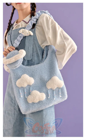 Blue Cloud Plush Large-Capacity Handbag S22426 - cosfun