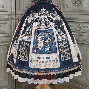 Egypt Style Gorgeous Side Opening Lolita Printed Skirt - cosfun