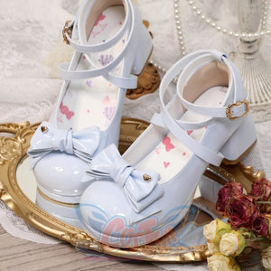 Sweet Round Toe Middle-heeled Lolita Shoes 34 / Blue