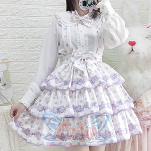 Daily Sweet Dot Lolita Strap Skirt Light Purple / S