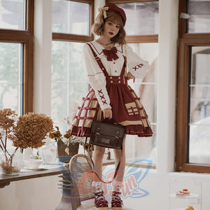 Vintage Detective Style Lolita Jumper Skirt Sets S22589