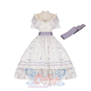 Vintage Elegant Floral Lolita Dress S22186 Purple Dress ( + belt) / S