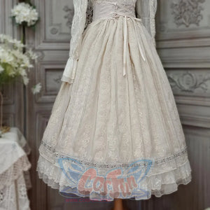 Spring Elegant Embroidered Lolita High Waist Skirt