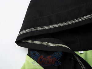 Black sleeve trim with white stitching on Frog Printed Short Sleeve Hooded Sweatshirt