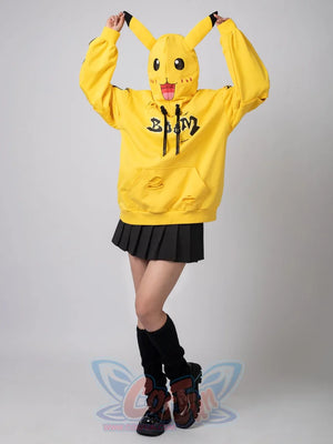 Cosfun Original Cute Electric Critter Yellow Grunge Cosplay Full Zip Hoodie A00006 Sweatshirt