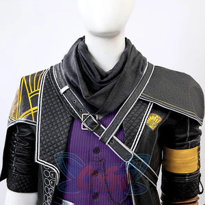 Clair Obscur: Expedition 33 Gustave cosplay jacket frames gold geometric embroidery over purple waistcoat.