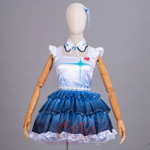 LoveLive! SuperStar!! Liella! Tang Keke cosplay dress layers sparkling blue tiered ruffles beneath a star motif and.