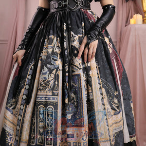 Egypt Style Gorgeous Side Opening Lolita Printed Skirt - cosfun