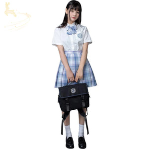 Clear Sky Jk School Uniform Blue Plaid Pleated Skirt Mp006132