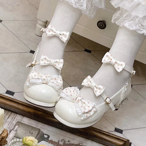 Sweet Middle-heeled Round Toe Lolita Shoes White / 34