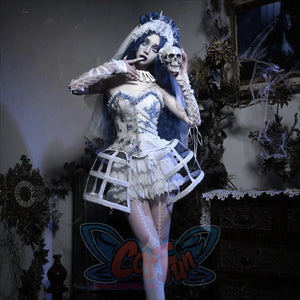 Lace and Ashes Gothic Ribcage Lace Bone Corset Dress Autumn