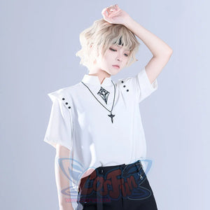 Summer Embroidered Slim Short-sleeved Top