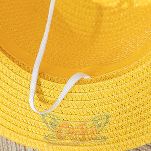 Japanese Anime Monkey D. Luffy cosplay straw hat layers inner lining tape and balances a white elastic chinstrap inside.