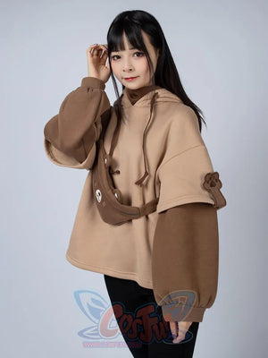 Winter Bear Detachable Bag Fake Two-Piece Fleece Hoodie Mp006068 Sold Out! Sweatshirt