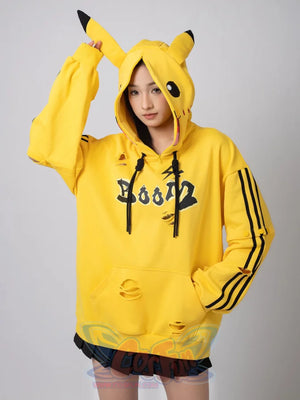 Cosfun Original Cute Electric Critter Yellow Grunge Cosplay Full Zip Hoodie A00006 Sweatshirt