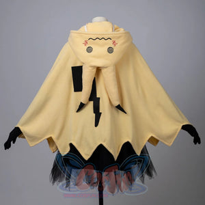 Yellow spark cute cape dress on display showing front lightning bolt and cute character design