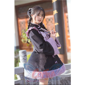 Chinese Style Lotus Leaf Edge Improved Cheongsam Thickened Lolita Dress