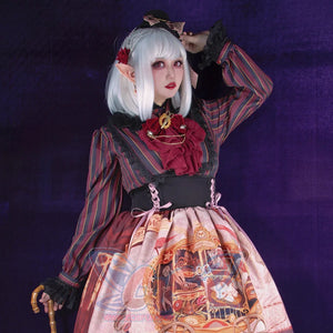 Vintage Gothic Lolita Stripe Long Sleeve Shirt