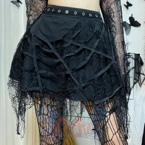 Summer Lace Spider Web Tassel Short Skirt